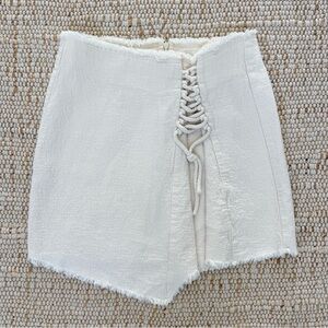 Mango White Lace-Up Women Skirt